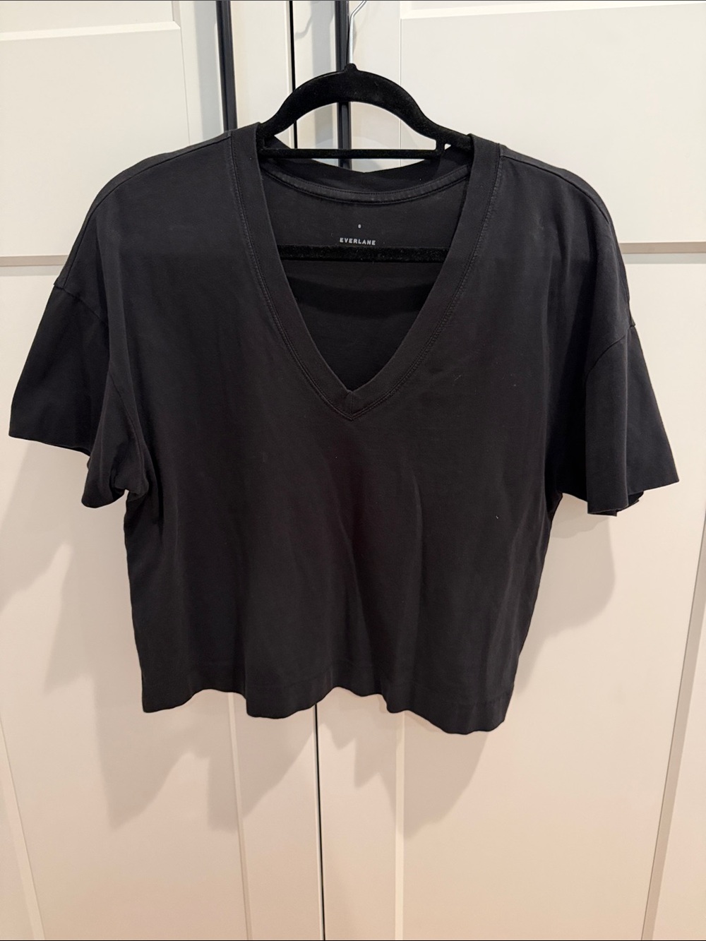 Everlane Black V‑Neck Crop Tee